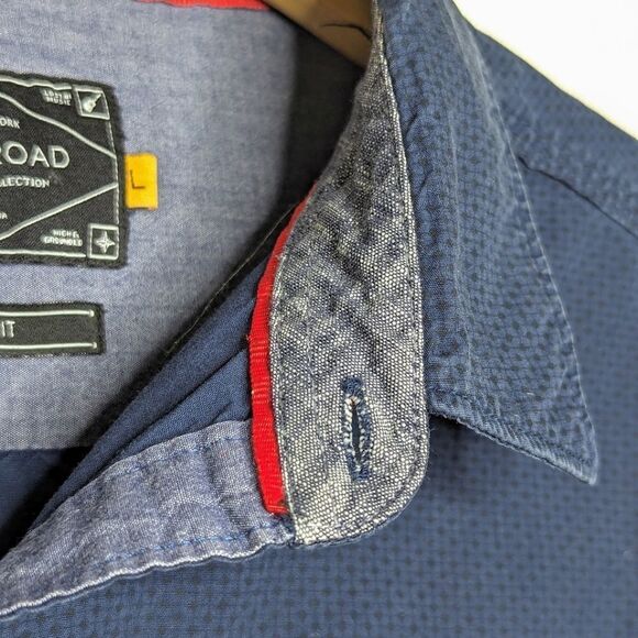 On the Road Traveler's Collection Cobalt Blue Button Down Dress Shirt size L - Picture 2 of 12